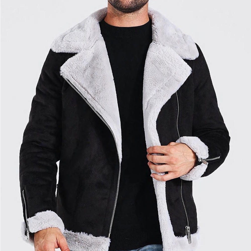 Faux Fur Lined Aviator Jacket